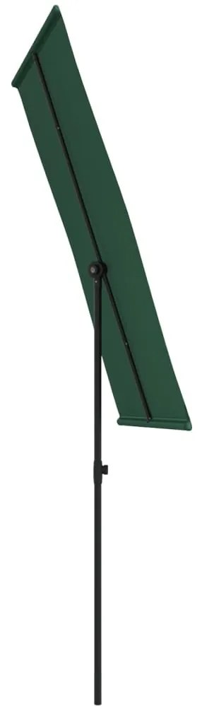 Guarda-sol de jardim com poste de alumínio 180x110 cm verde