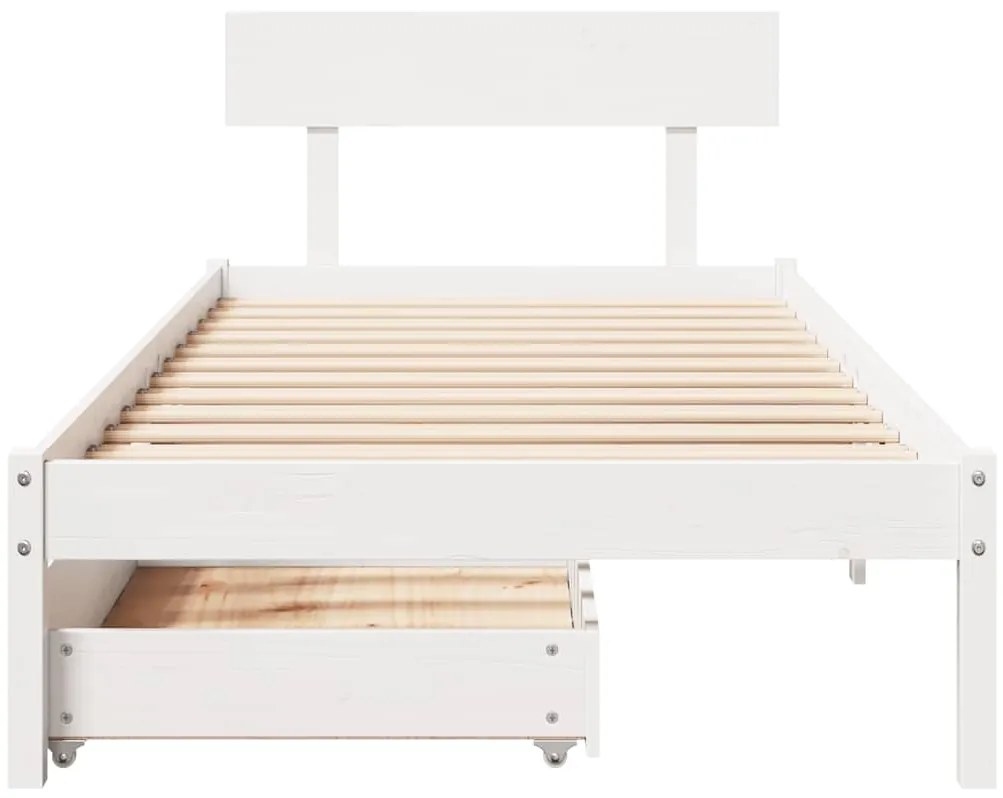 Cama sem colchão 100x200 cm madeira de pinho maciça branco