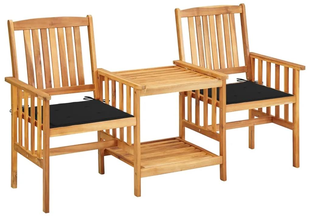 3061282 vidaXL Cadeiras de jardim c/ mesa de centro e almofadões acácia maciça