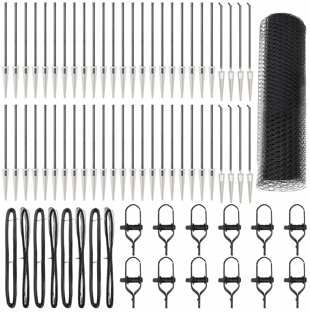 vidaXL Poste de Cerca Cinzeto 100 x 0,4 m (malha de 13 mm) Aço e PVC