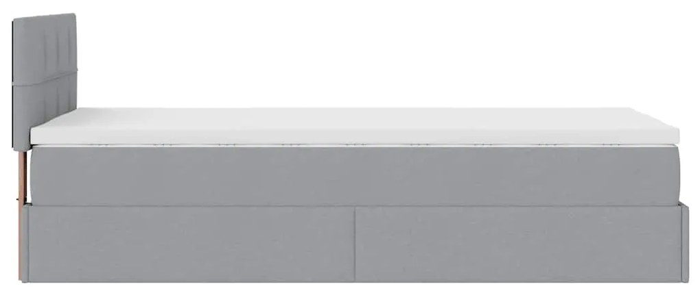 Cama otomana com colchão 90x200 cm tecido cinzento claro
