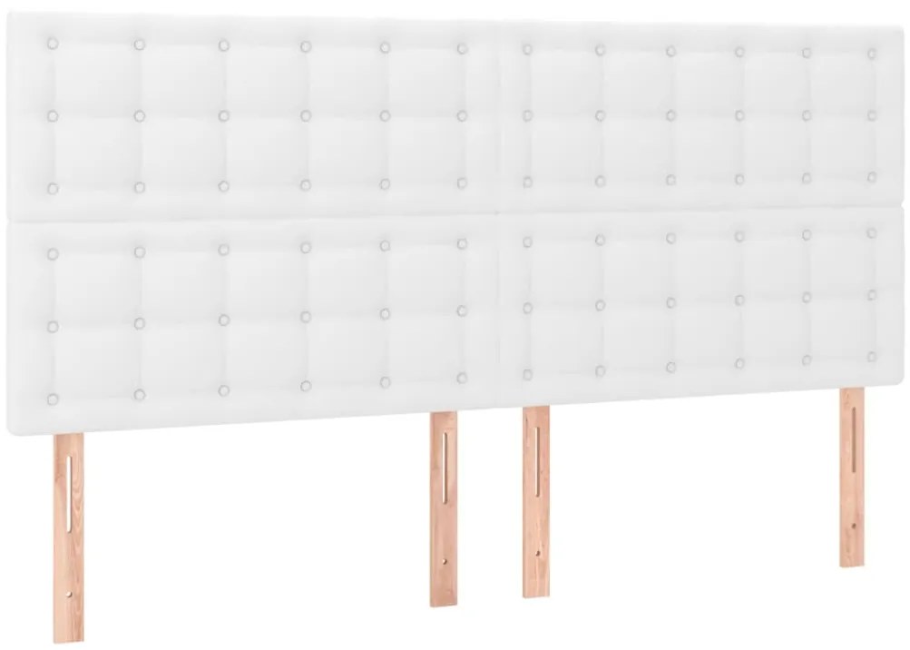 Cabeceira cama c/ LED couro artificial 200x5x118/128 cm branco