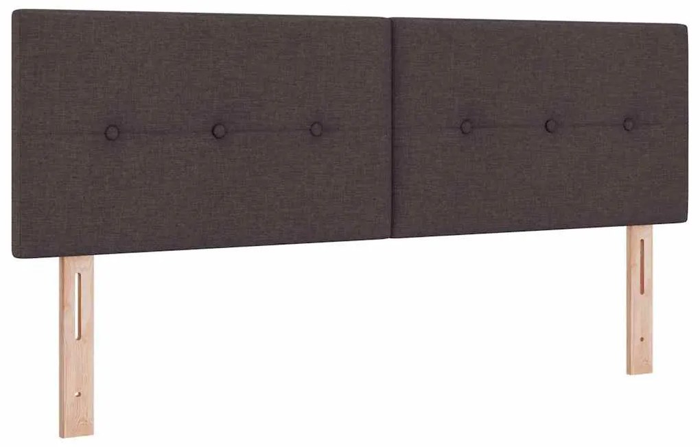 Cama Box Spring com Colchão e LED Castanho Escuro 140x200 cm Tecido