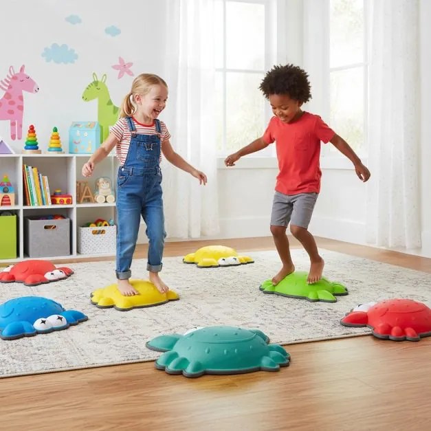 Conjunto de 9 pedras antiderrapantes para pisar Brinquedos sensoriais de equilíbrio para coordenação motora para interior e exterior 3+ anos Multicolo