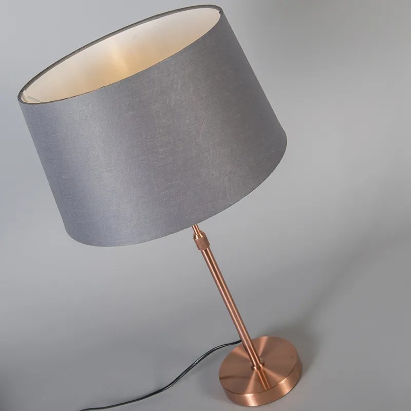 Candeeiro de mesa cobre com cúpula cinzenta 35 cm ajustável - Parte Moderno