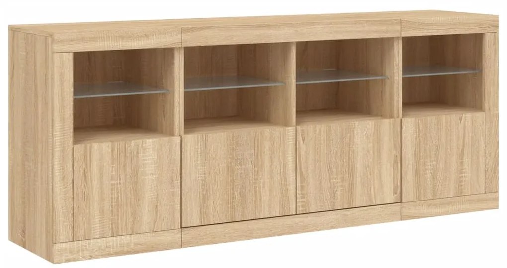 Aparador com luzes LED 163x37x67 cm carvalho sonoma