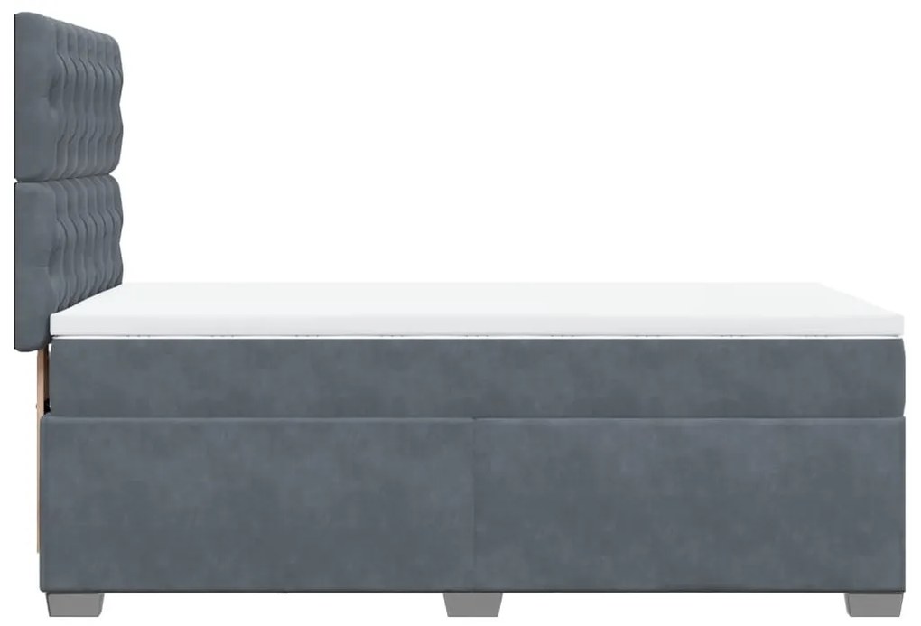 Cama com molas/colchão 90x190 cm veludo cinza-escuro