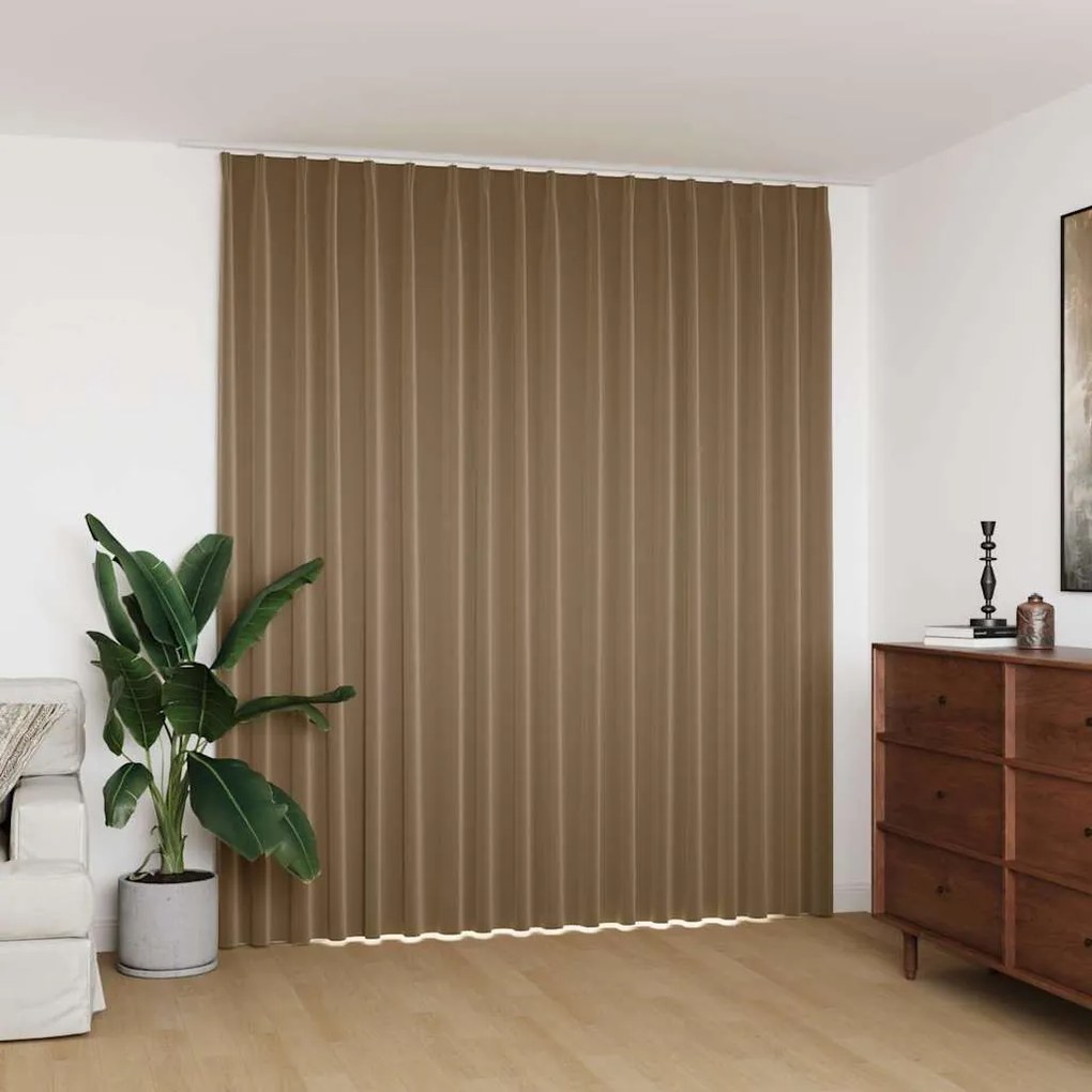 134441 vidaXL Cortina blackout com ganchos 290x245 cm cinzento-acastanhado