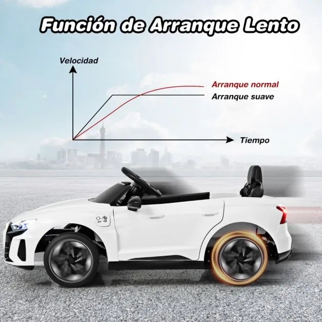 Carro elétrico para crianças Audi RS E-tron GT Licenciado 12V com controlo remoto e luzes LED 104 x 58 x 41 cm Branco