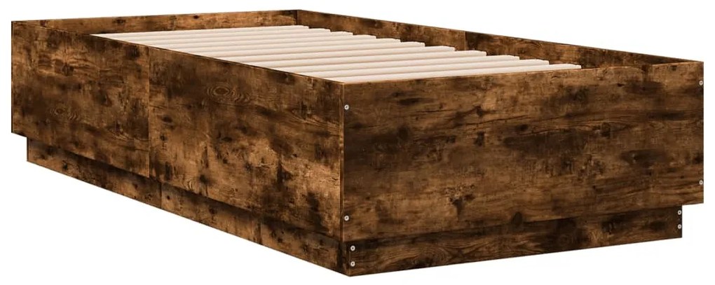 Estrutura cama 75x190 cm derivados de madeira carvalho fumado
