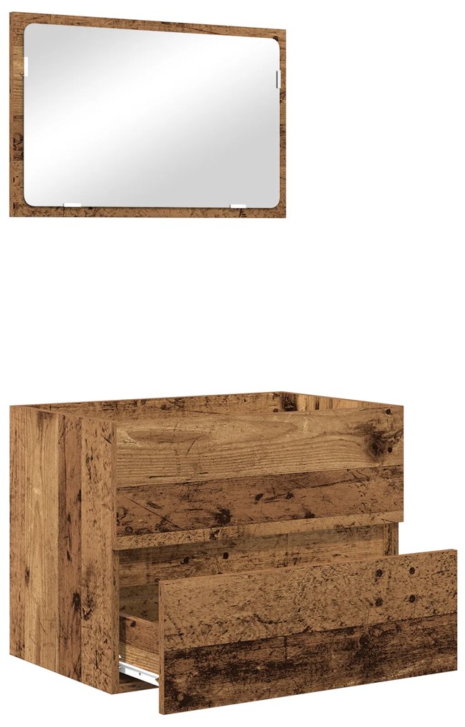 Conjunto de Móveis para Banheiro 2 Peças Madeira Antiga Madeira Ingenh