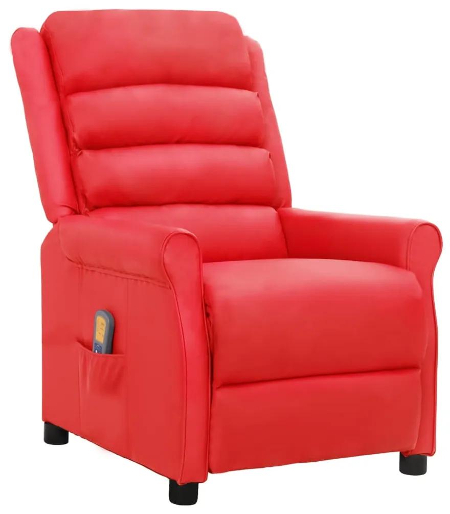 338834 vidaXL Cadeira de massagens couro artificial vermelho