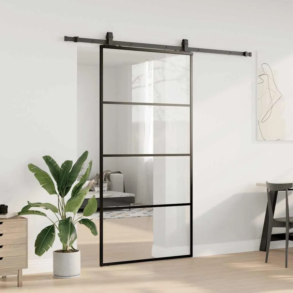 Porta desliz. c/ conj. ferragens 102,5x205cm vidro ESG preto
