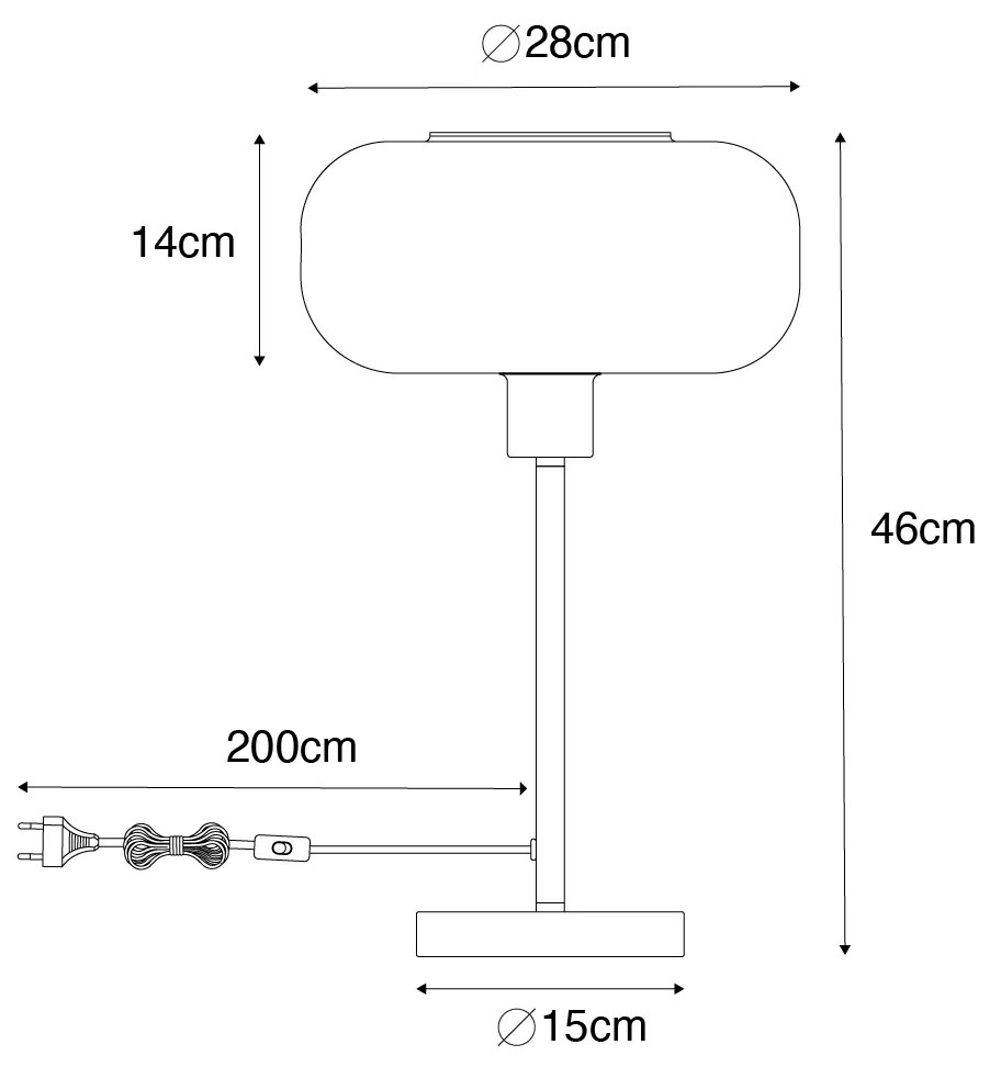 Candeeiro de mesa Art Deco preto com vidro âmbar - Bizle