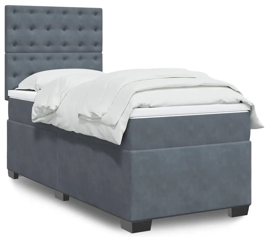 Cama com molas/colchão 80x200 cm veludo cinza-escuro