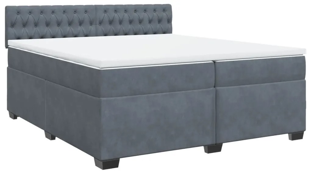 Cama com molas/colchão 200x200 cm veludo cinzento-escuro