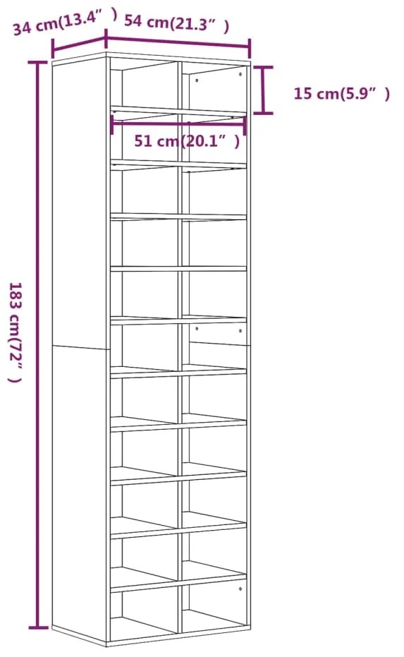 Sapateira Alta Mateus - Com 22 Compartimentos - Cor Cinzento Sonoma -