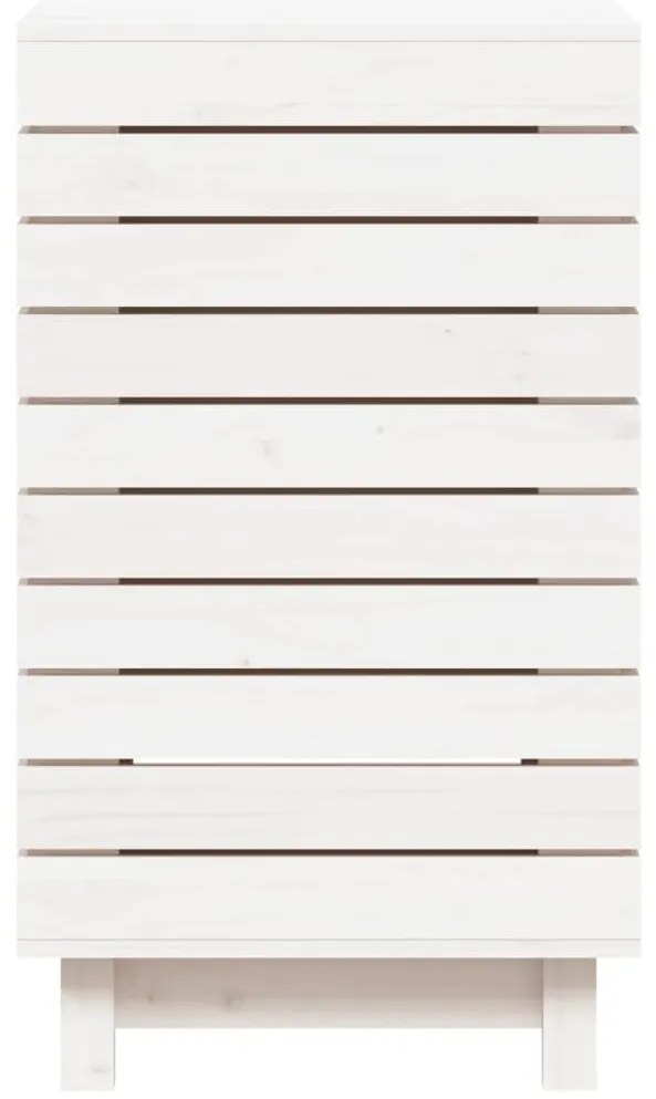 Cesto de roupa suja 44x44x76 cm madeira de pinho maciça branco