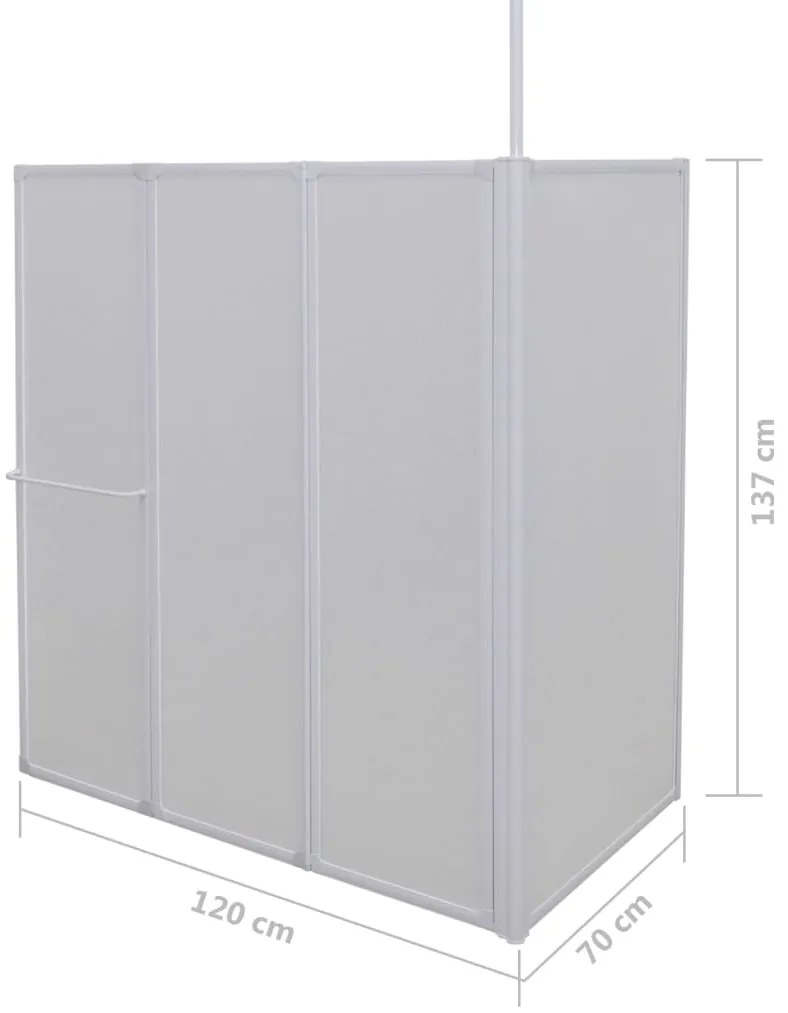 Cabine de duche dobrável formato L 70x120x137 cm 4 painéis