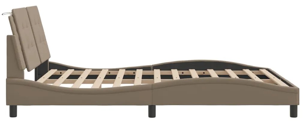 Estrutura cama cabeceira 160x200 cm couro artificial cappuccino