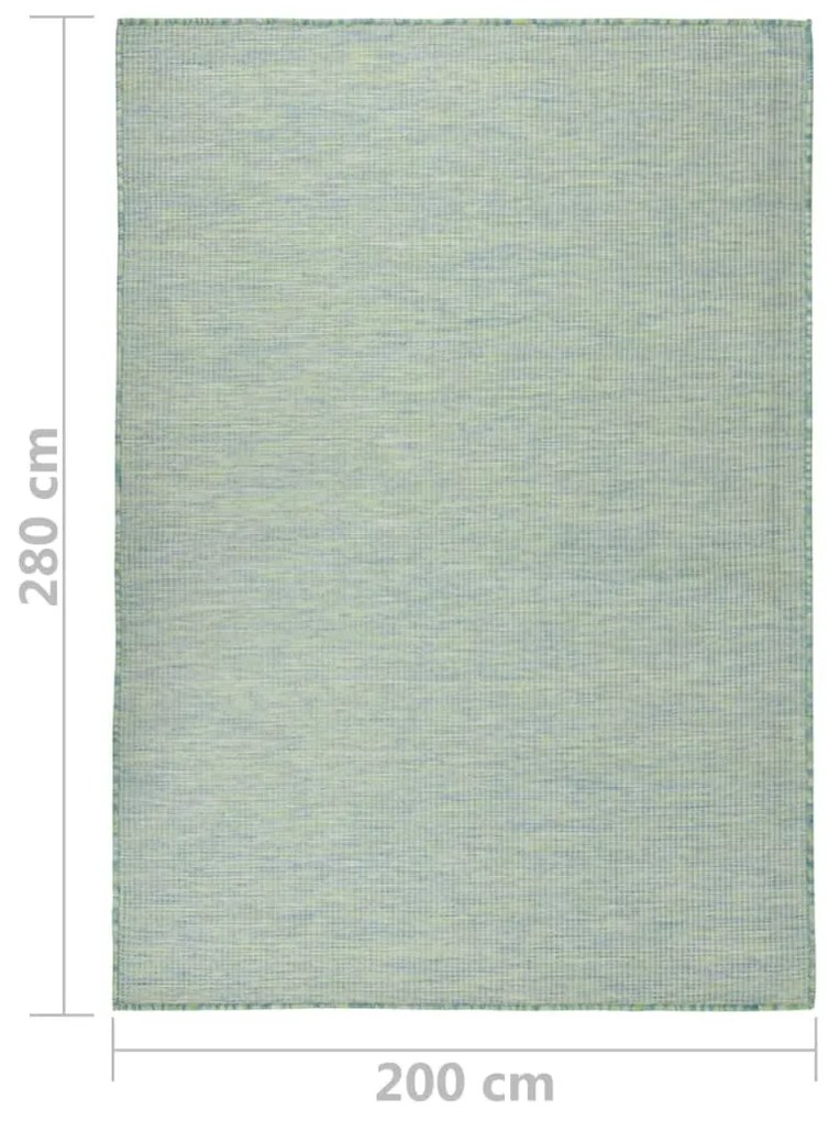 Tapete de tecido plano para exterior 200x280 cm turquesa