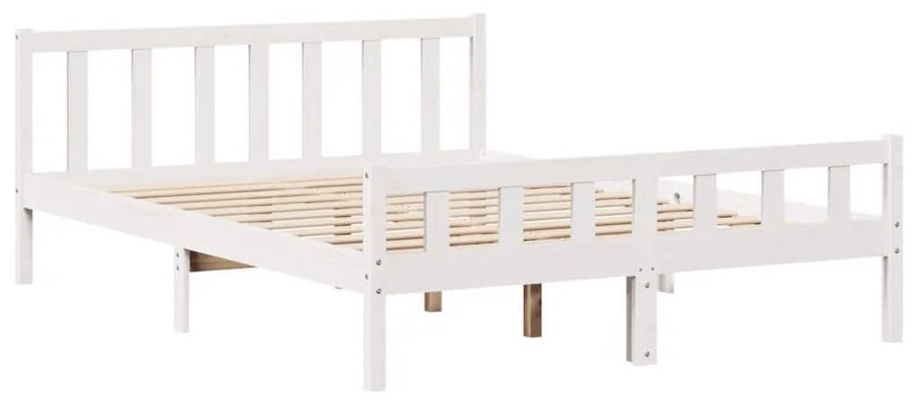 Cama com estante sem colchão 150x200 cm pinho maciço branco