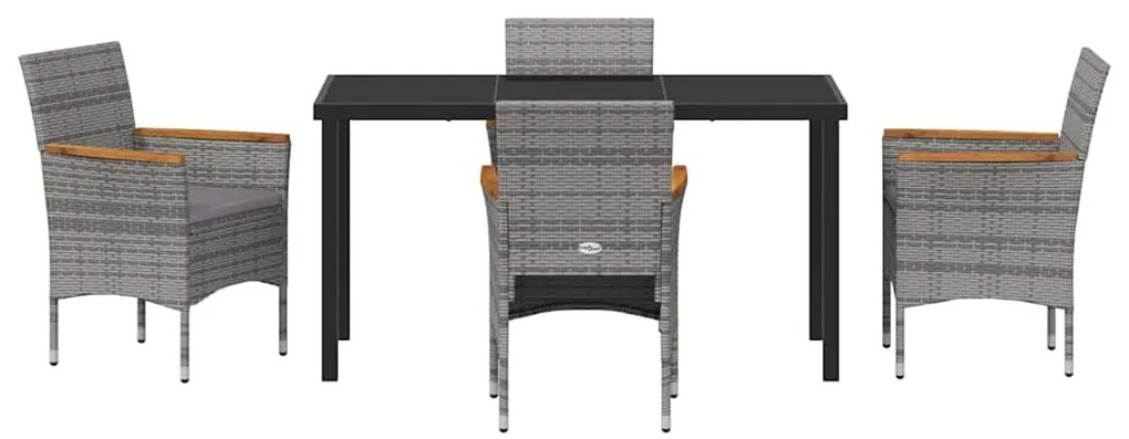 Conjunto de 5 Peças de Jantar para Jardim - Rattan Sintético Cinza