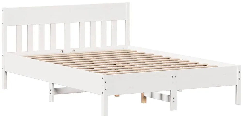 Cama sem colchão 150x200 cm madeira de pinho maciça branco