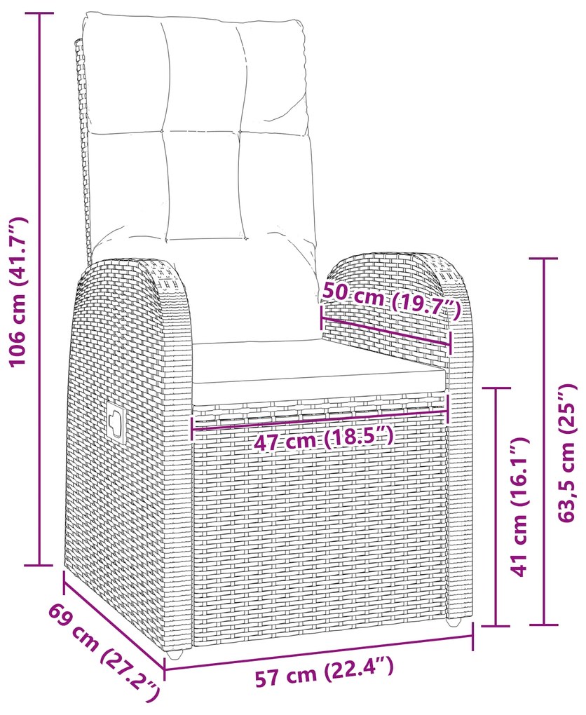 Conjunto de Jantar de Jardim com 3 Peças com Almofadas Preto Rattan Po