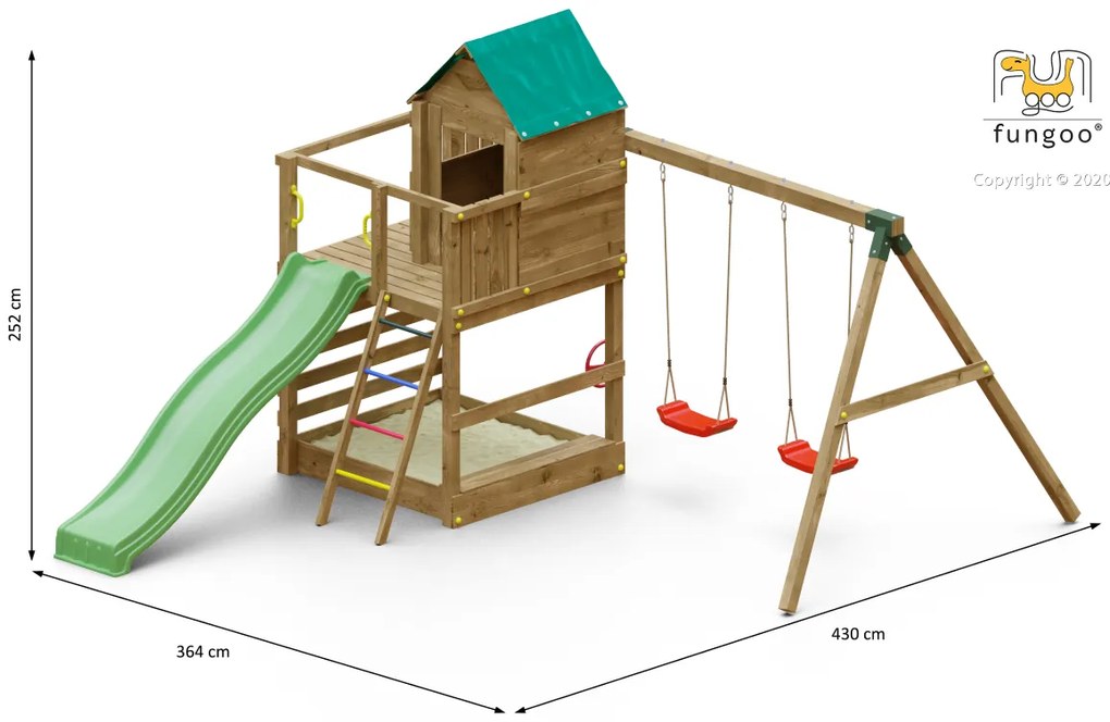 Parque infantil Crianças Exterior Jarcas4 KDI Escorrega, Casa, Baloiço e Escada