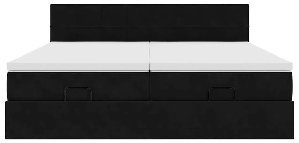 Estrutura de cama otomana com colchões 160x200 cm veludo preto