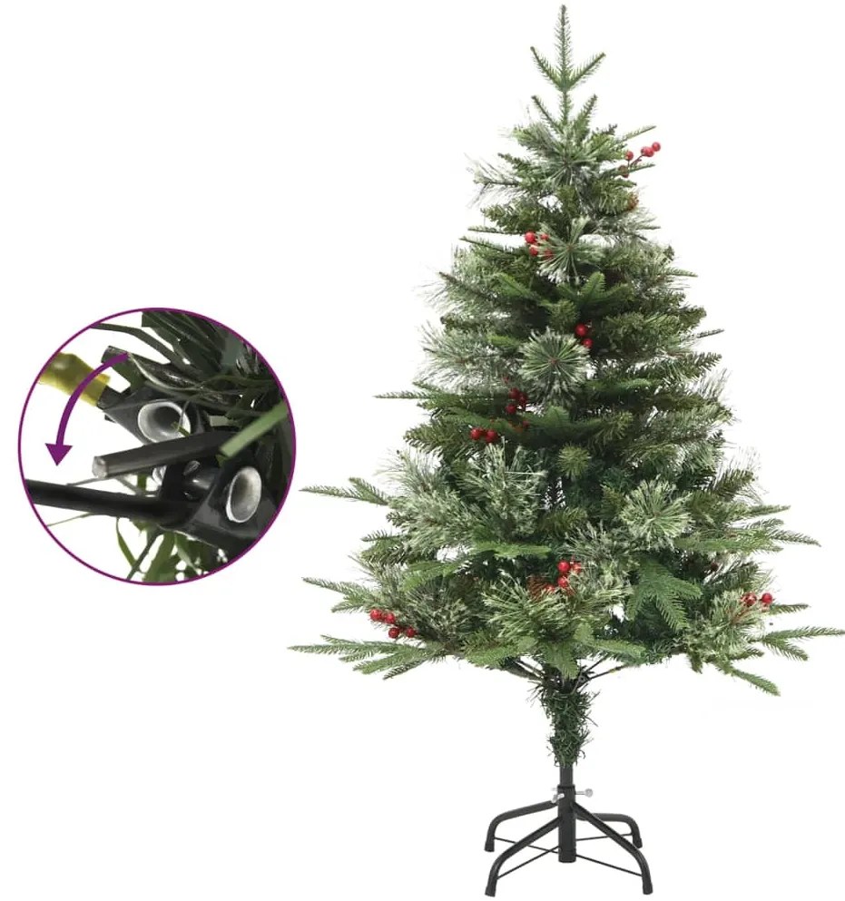 Árvore de Natal com pinhas pré-iluminada 150 cm PVC e PE verde