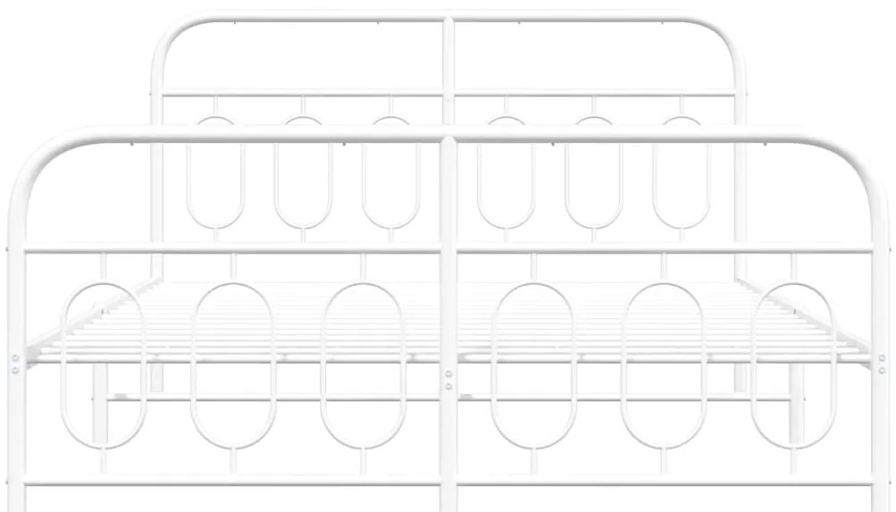 Estrutura de cama com cabeceira e pés 140x190 cm metal branco