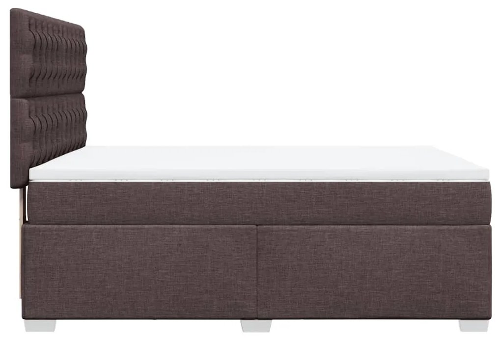 Cama com molas/colchão 160x200 cm tecido castanho-escuro