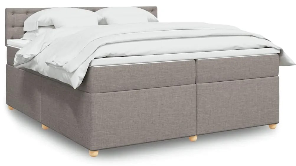 vidaXL Cama com molas/colchão 200x200 cm tecido castanho-acinzentado