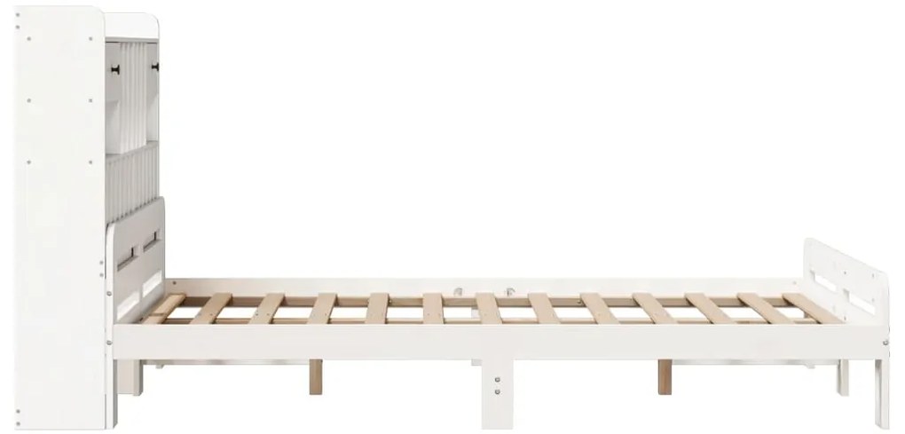 Cama com estante sem colchão 135x190 cm pinho maciço branco