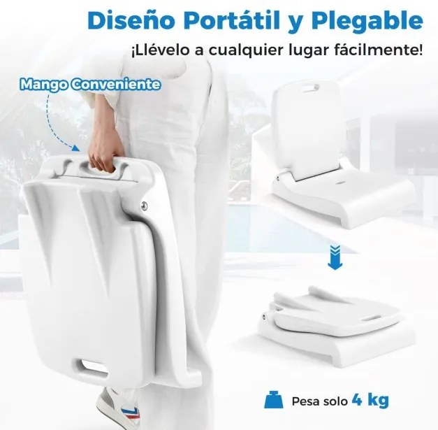 Cadeira dobrável portátil para exterior, piscina branca