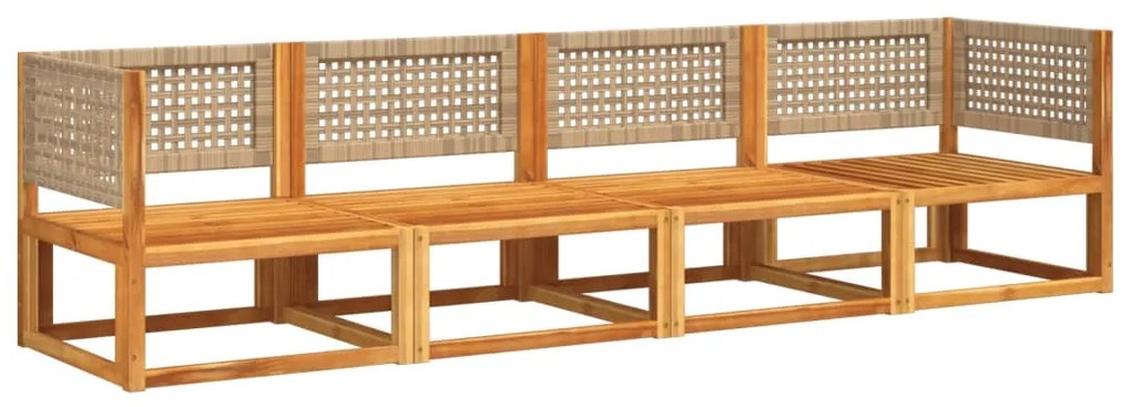 4 pcs conjunto de sofás de jardim com almofadões acácia maciça
