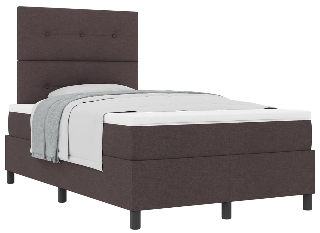 Cama Box Spring com Colchão Castanho Escuro 120x200 cm Tecido