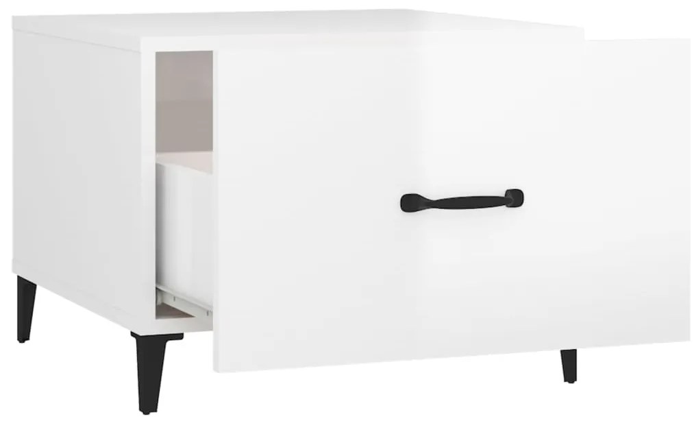 Mesas centro + pernas de metal 2pcs 50x50x40 m branco brilhante