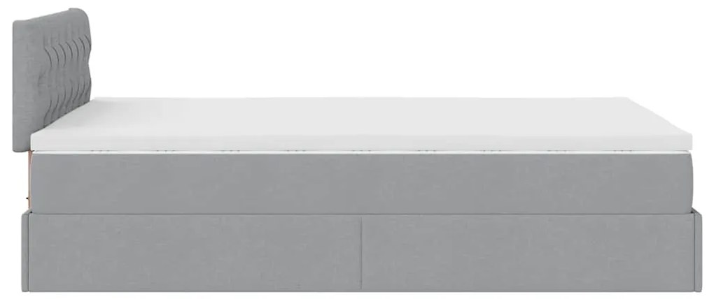 Cama otomana com colchão 120x200 cm tecido cinzento claro