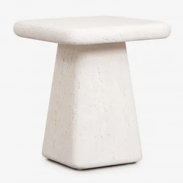 Mesa Auxiliar Para Jardim Quadrada 45x45 Cm Em Cimento Maelis Branco - Sklum