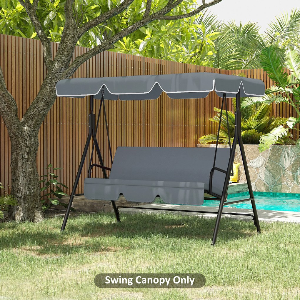 Toldo de Substituição para Baloiço de 2 Lugares com Proteção UV50+ para Jardim Varanda Pátio 92x144 cm Cinza Escuro