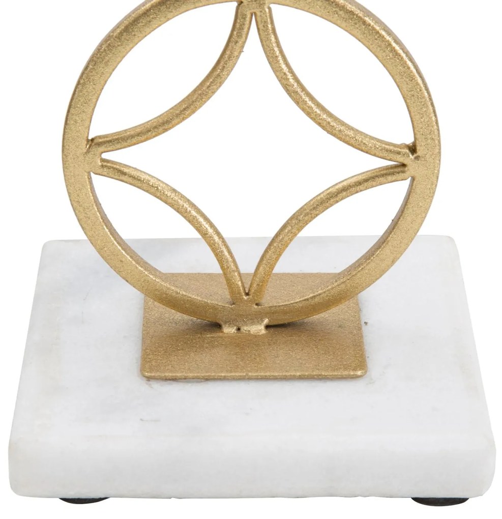 Castiçal "Star" em Metal Dourado e Mármore – 10x10x32 cm