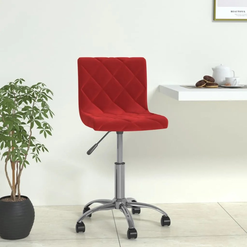 vidaXL Cadeira de jantar giratória veludo vermelho tinto