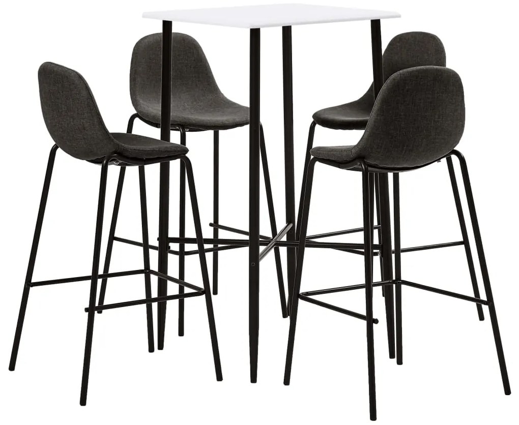 5 pcs conjunto de bar tecido cinzento-escuro
