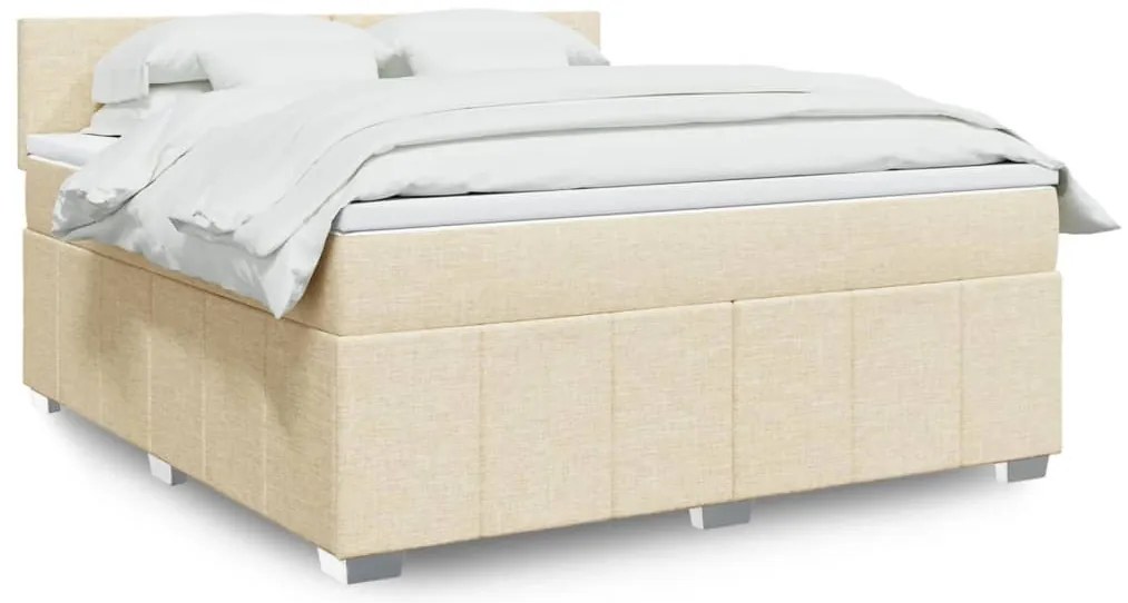 vidaXL Cama com molas/colchão 180x200 cm tecido cor creme