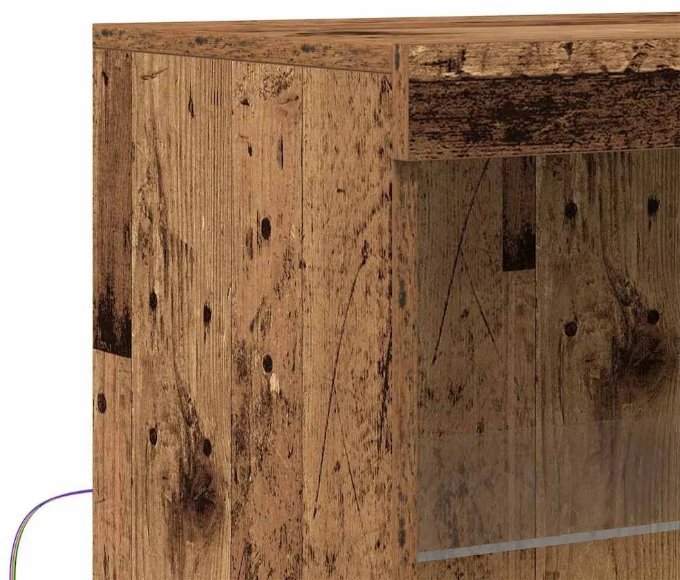Sideboard vidaXL com Luzes LED Madeira Velha 60x37x100 cm
