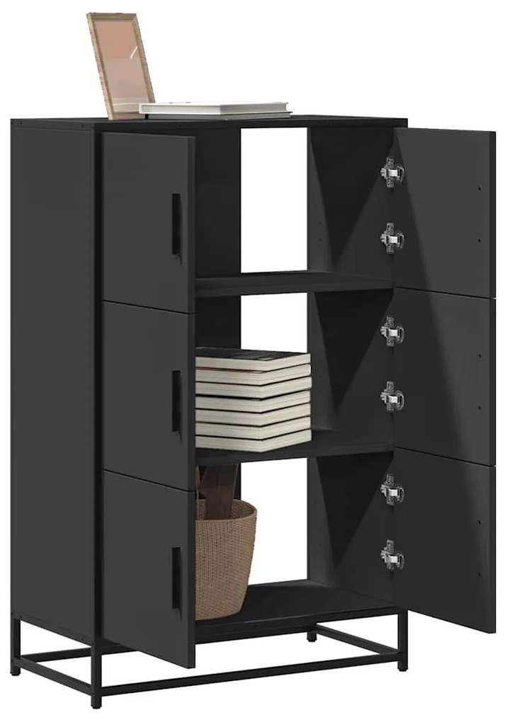 Armário alto 68x35x106,5 cm derivados madeira e metal preto
