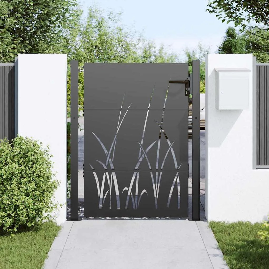 Portão de Jardim Preto 105 x 125 cm Aço com Revestimento em Pó